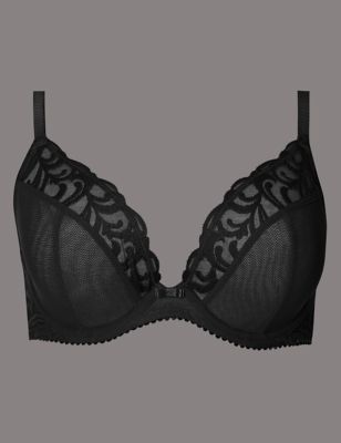 Embroidered Non Padded Plunge Bra DD-G